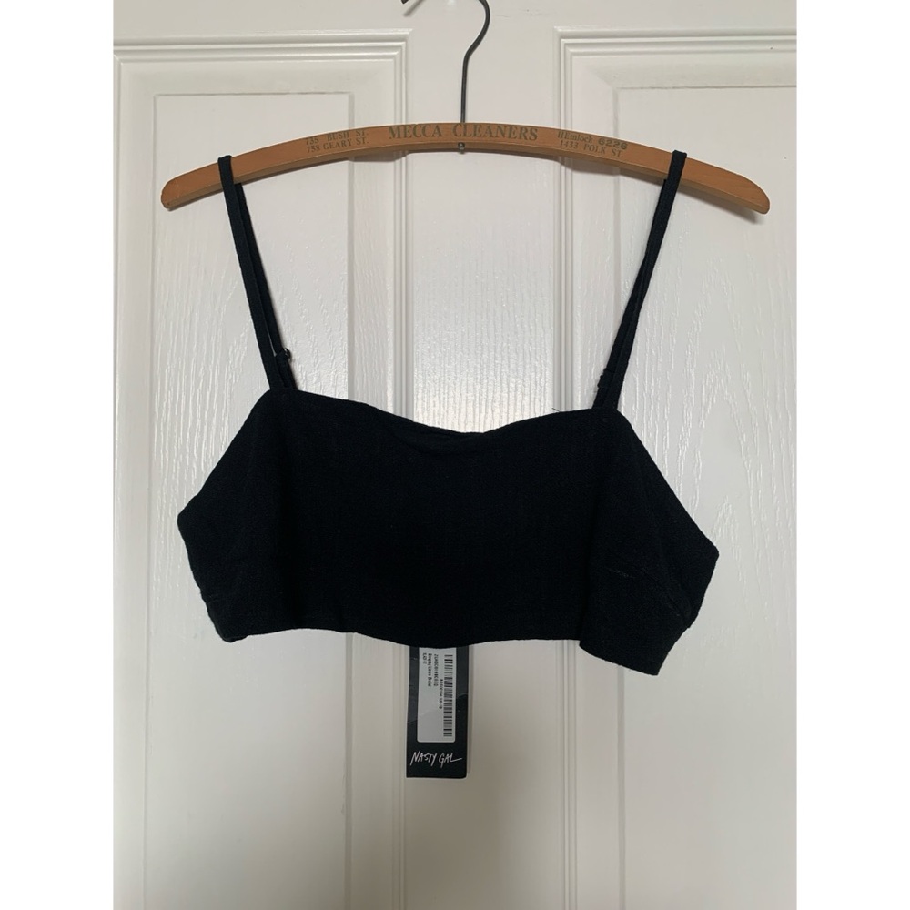 NWT Nasty Gal Black Linen Bralet Women’s Size 6